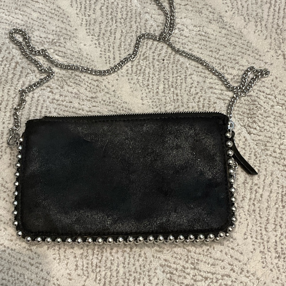 Zara Black Crossbody with Silver Chain Detail